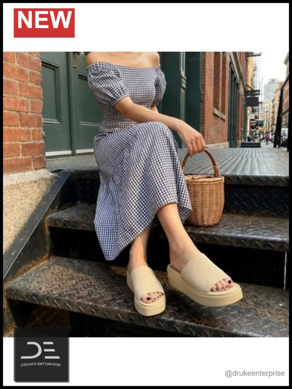 Chunky Platform Sandals with Knit Upper & Memory Foam, Slip-On, 2in Heel